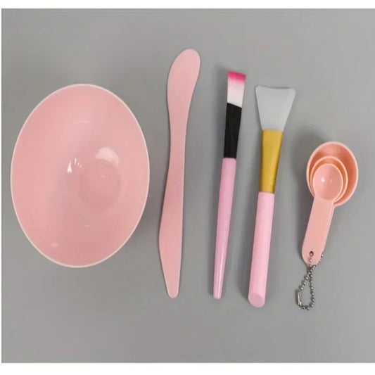Kit 7 en 1 pour Préparer vos Masques Visage – Bol, Spatule, Pinceaux Doux en Silicone et Cuillères