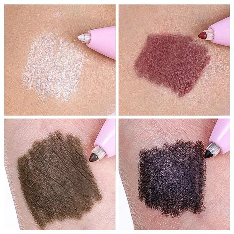 Crayon 4-en-1 multifonction – Lèvres, yeux, sourcils | Set de 4 couleurs essentielles pour un maquillage complet, pratique et stylé