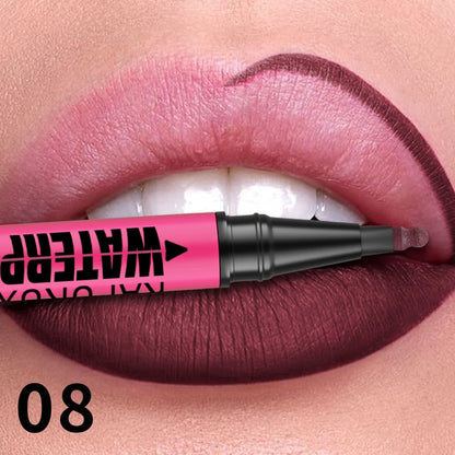 Crayon Lèvres Mat Waterproof – 12 Couleurs au Choix, Contour & Remplissage Naturel