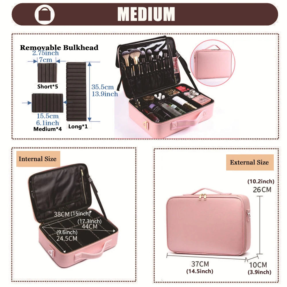 Trousse Cosmétique 3 Étages – Imperméable, pour Maquillage, Manucure et Rangement de Voyage