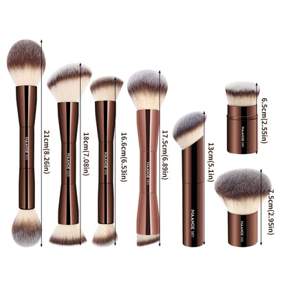 Pinceau de Maquillage Double Embout MAANGE – Fond de Teint, Poudre, Anti-cernes, Blush & Bronzer