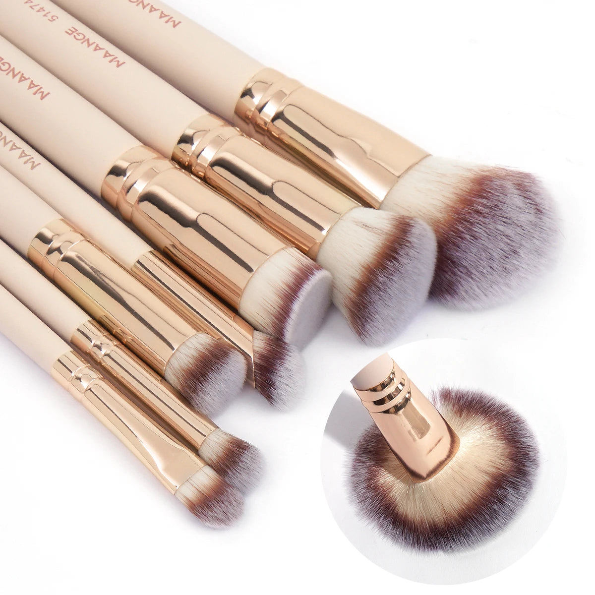 Set de 7 Pinceaux de Maquillage – Fond de Teint, Poudre, Anti-Cernes, Blush & Estompe