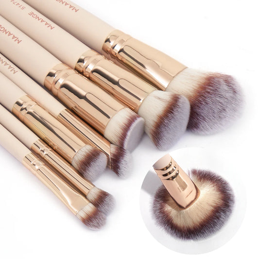 Set de 7 Pinceaux de Maquillage – Fond de Teint, Poudre, Anti-Cernes, Blush & Estompe