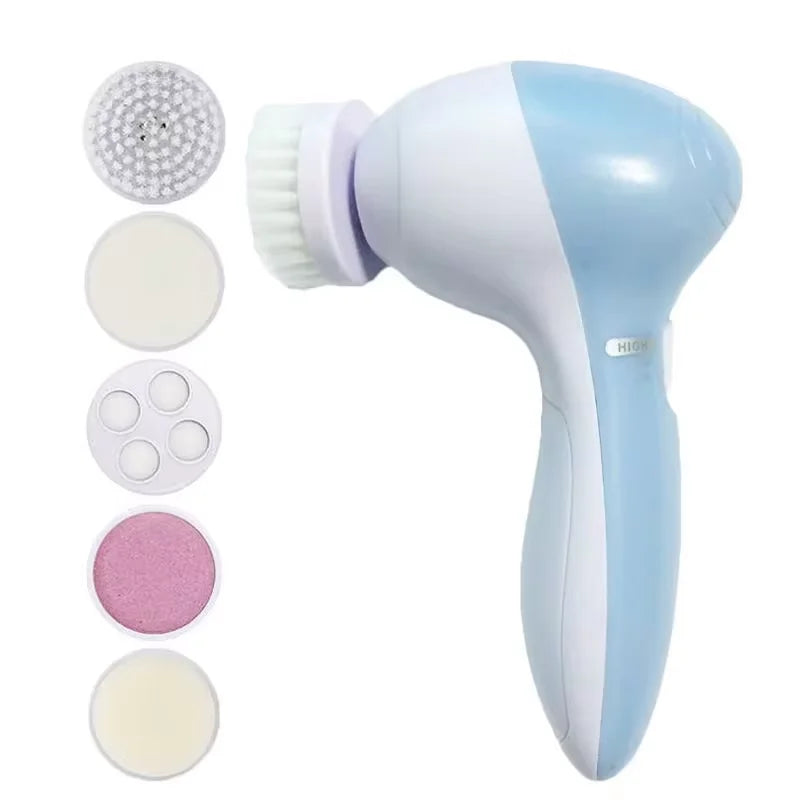 Brosse Électrique Visage 5-en-1 – Nettoyeur Facial, Massage & Soin de Peau, Élimination des Points Noirs