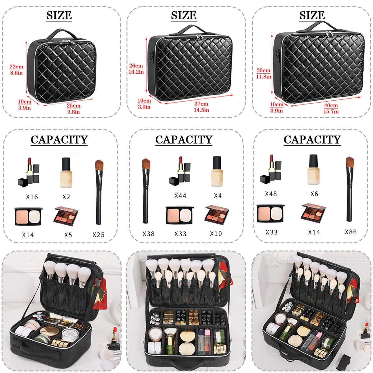 Trousse Cosmétique 3 Étages – Imperméable, pour Maquillage, Manucure et Rangement de Voyage