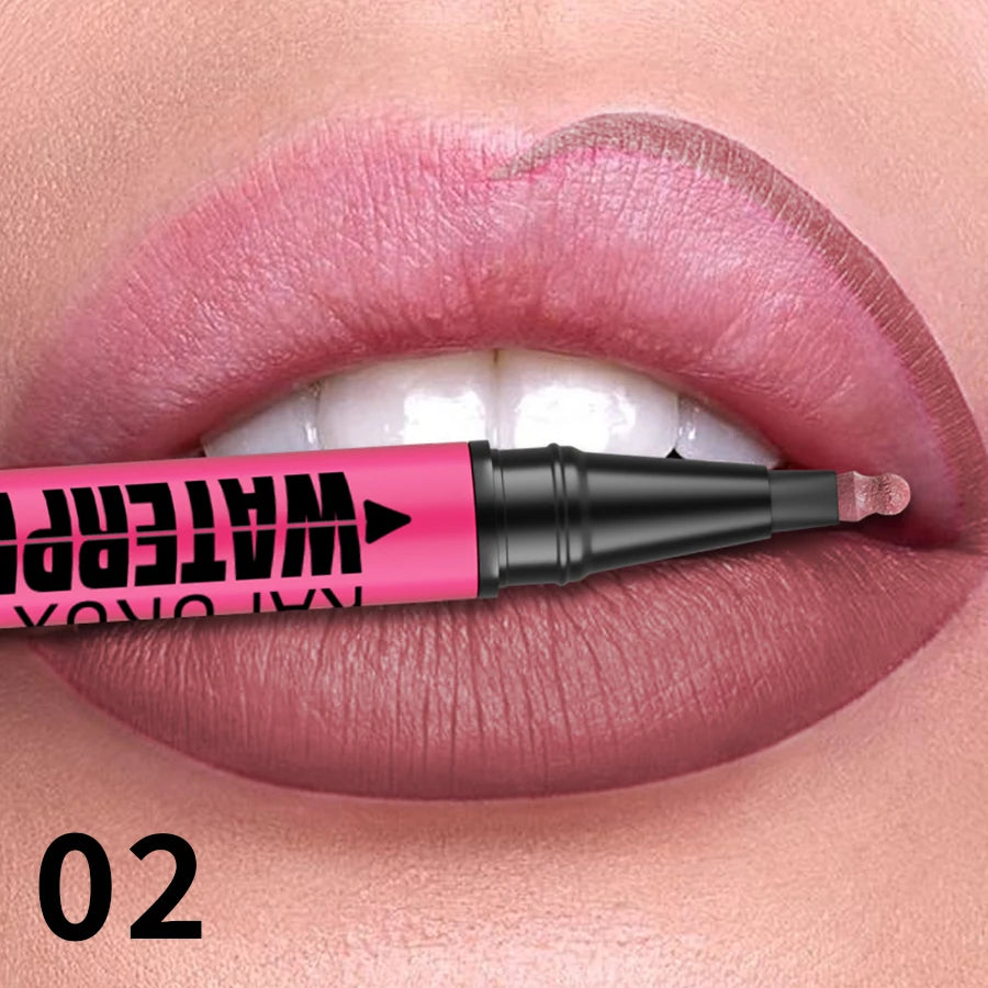 Crayon Lèvres Mat Waterproof – 12 Couleurs au Choix, Contour & Remplissage Naturel