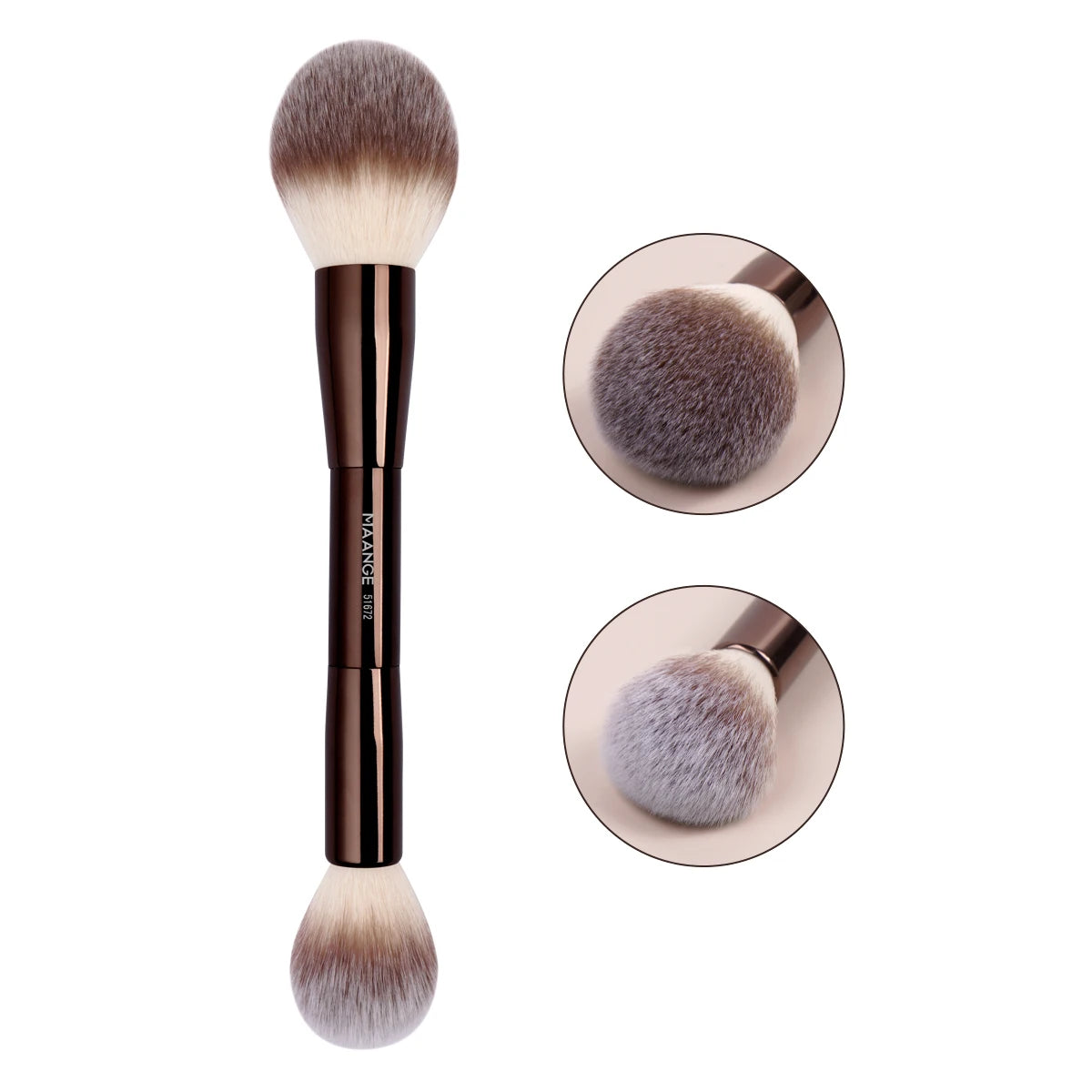 Pinceau de Maquillage Double Embout MAANGE – Fond de Teint, Poudre, Anti-cernes, Blush & Bronzer
