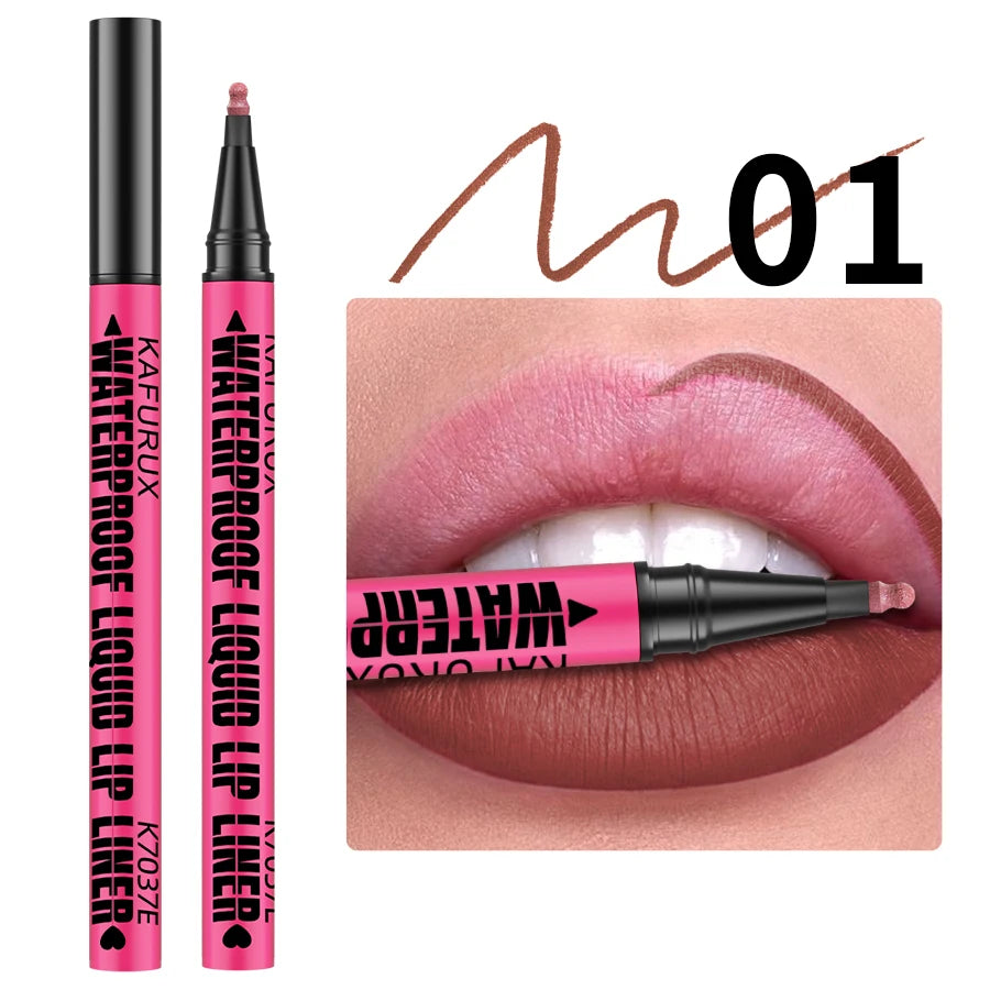 Crayon Lèvres Mat Waterproof – 12 Couleurs au Choix, Contour & Remplissage Naturel