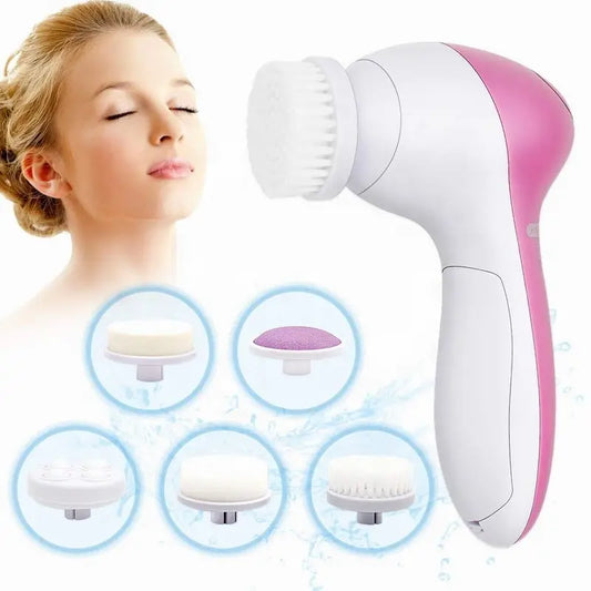 Brosse Électrique Visage 5-en-1 – Nettoyeur Facial, Massage & Soin de Peau, Élimination des Points Noirs