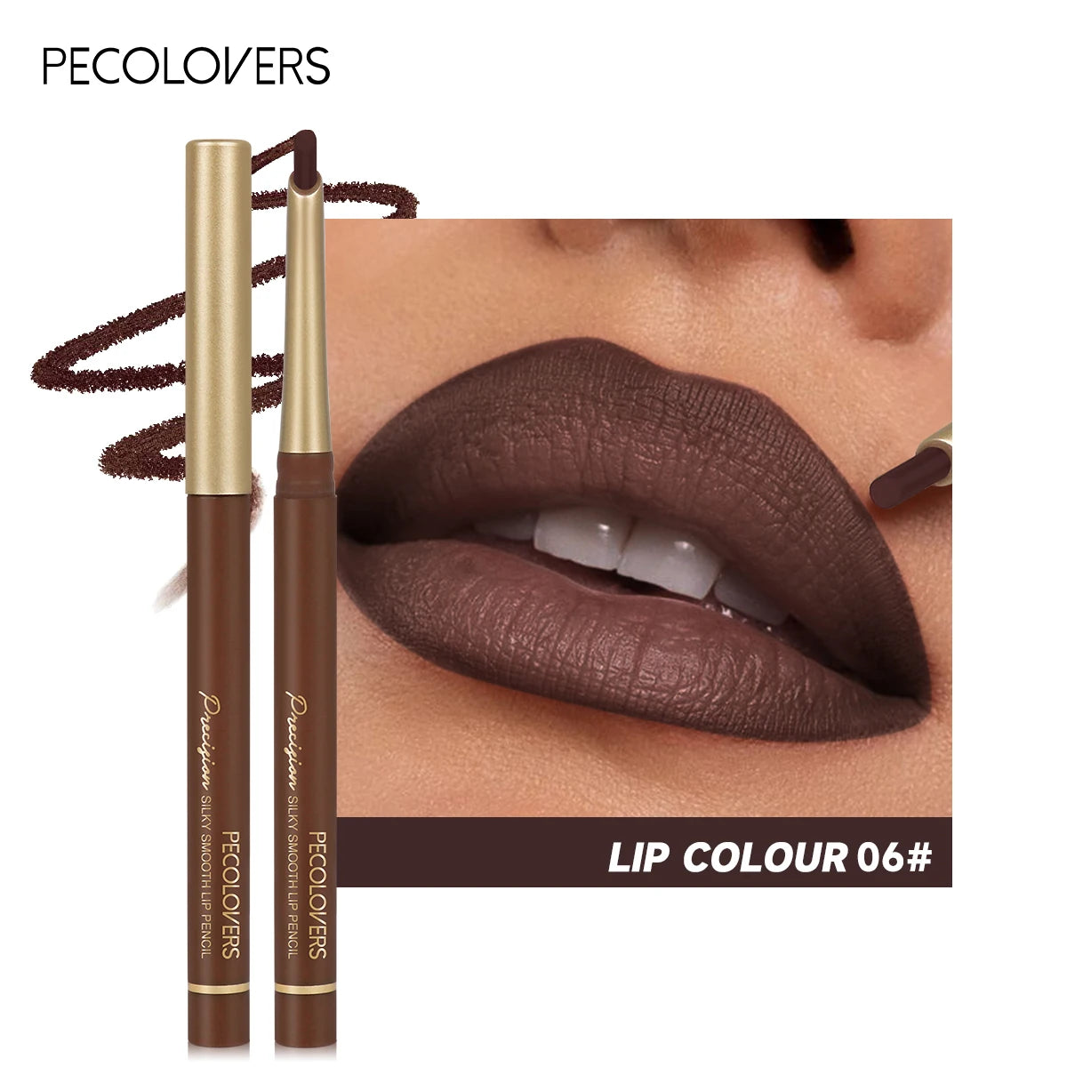 Crayon à lèvres mat 6 couleurs – Embout biseauté pour une application précise