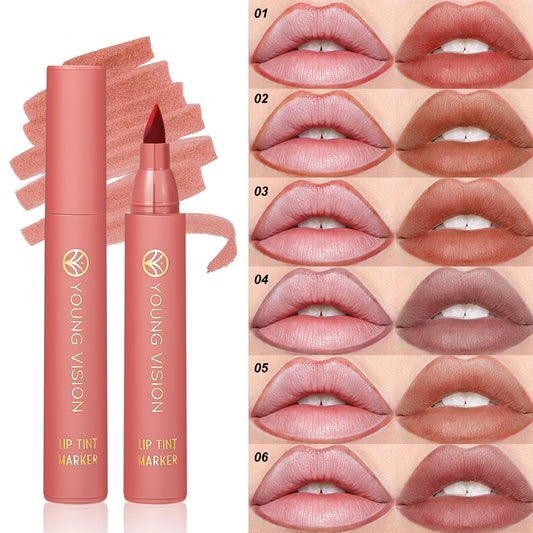 Stylo à Lèvres Mat – 6 Couleurs, Tenue Longue Durée & Effet Non-Transfert