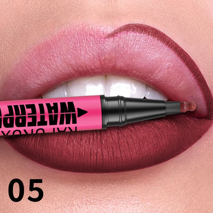 Crayon Lèvres Mat Waterproof – 12 Couleurs au Choix, Contour & Remplissage Naturel