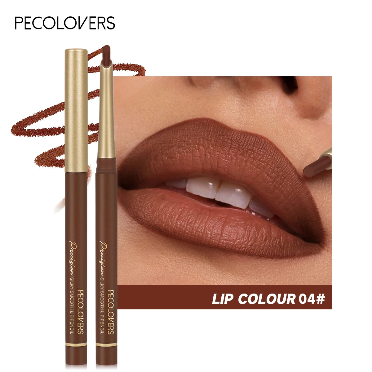 Crayon à lèvres mat 6 couleurs – Embout biseauté pour une application précise