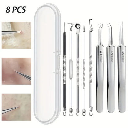 Kit 8 Outils Anti-Points Noirs – Extraction Pro en Acier Inoxydable