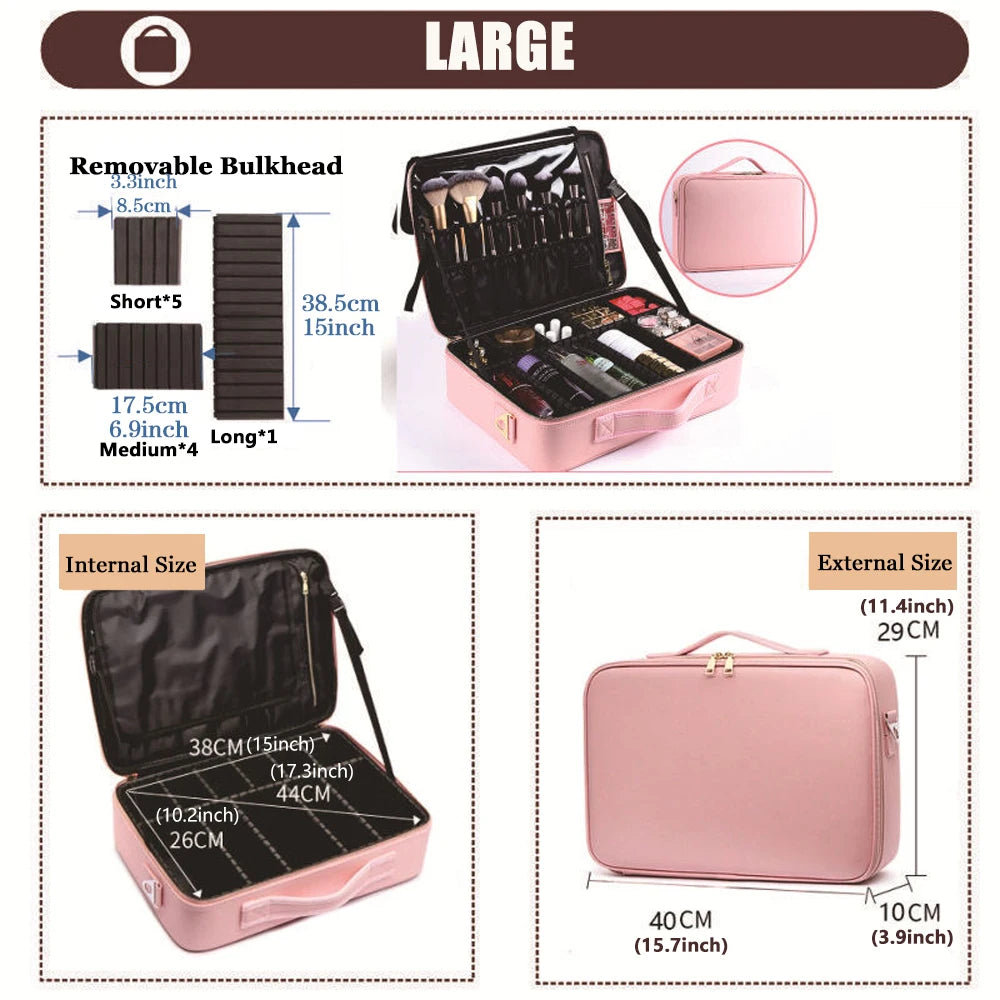 Trousse Cosmétique 3 Étages – Imperméable, pour Maquillage, Manucure et Rangement de Voyage