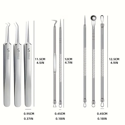 Kit 8 Outils Anti-Points Noirs – Extraction Pro en Acier Inoxydable