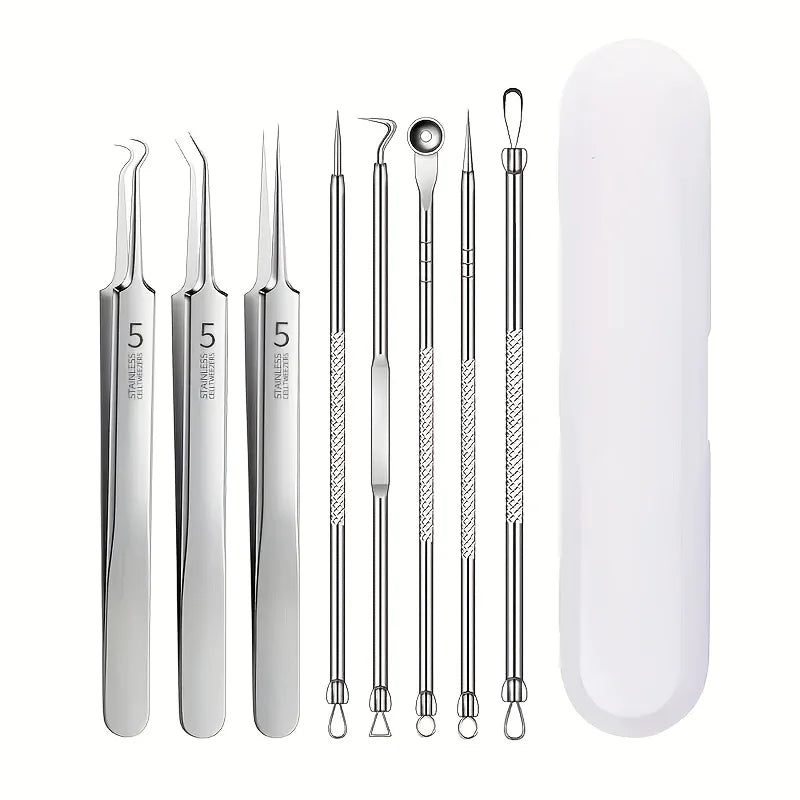 Kit 8 Outils Anti-Points Noirs – Extraction Pro en Acier Inoxydable