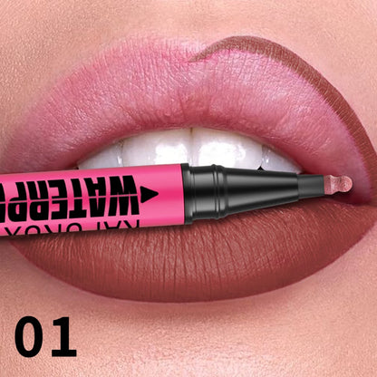 Crayon Lèvres Mat Waterproof – 12 Couleurs au Choix, Contour & Remplissage Naturel