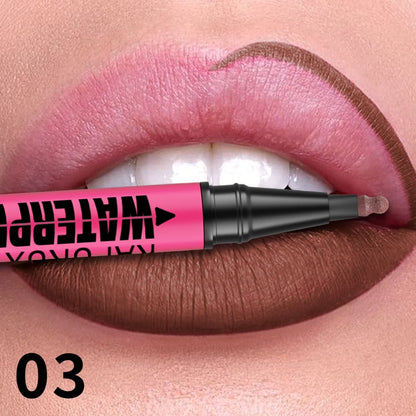 Crayon Lèvres Mat Waterproof – 12 Couleurs au Choix, Contour & Remplissage Naturel