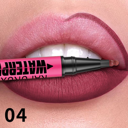 Crayon Lèvres Mat Waterproof – 12 Couleurs au Choix, Contour & Remplissage Naturel