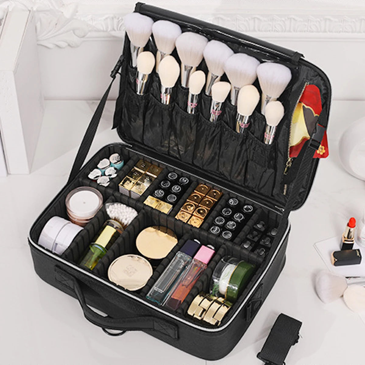 Trousse Cosmétique 3 Étages – Imperméable, pour Maquillage, Manucure et Rangement de Voyage