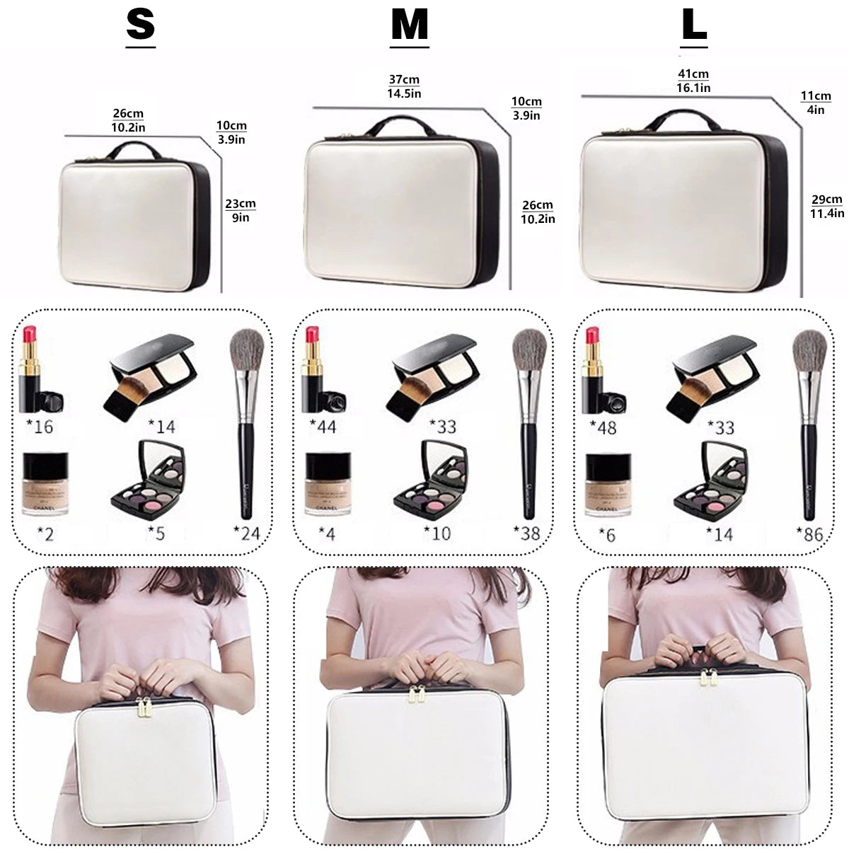 Trousse Cosmétique 3 Étages – Imperméable, pour Maquillage, Manucure et Rangement de Voyage