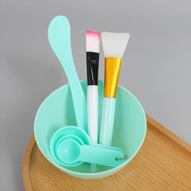 Kit 7 en 1 pour Préparer vos Masques Visage – Bol, Spatule, Pinceaux Doux en Silicone et Cuillères