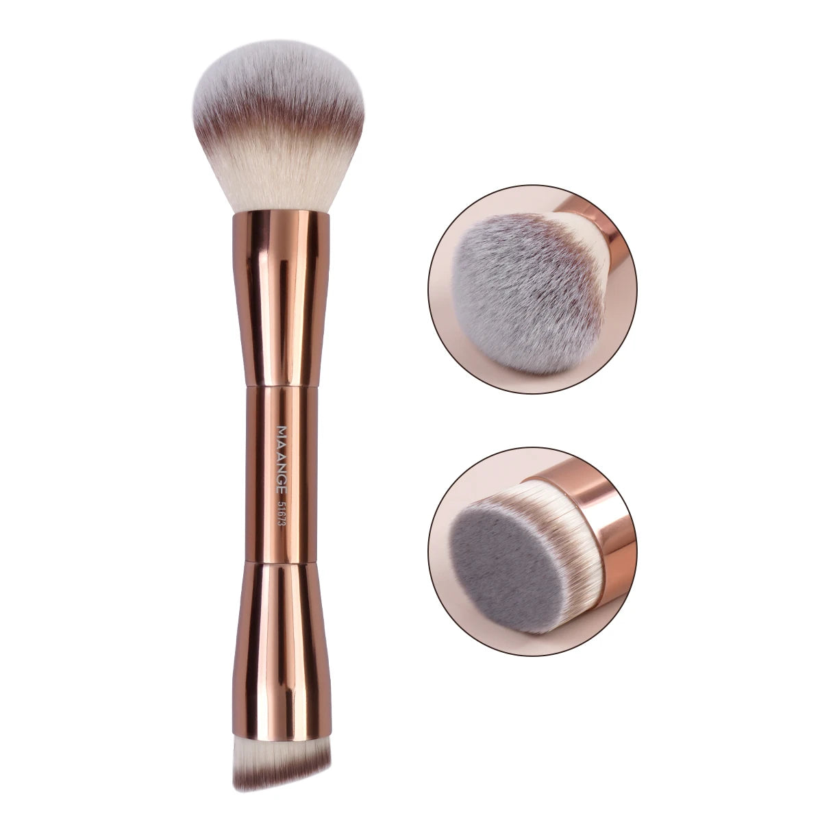 Pinceau de Maquillage Double Embout MAANGE – Fond de Teint, Poudre, Anti-cernes, Blush & Bronzer
