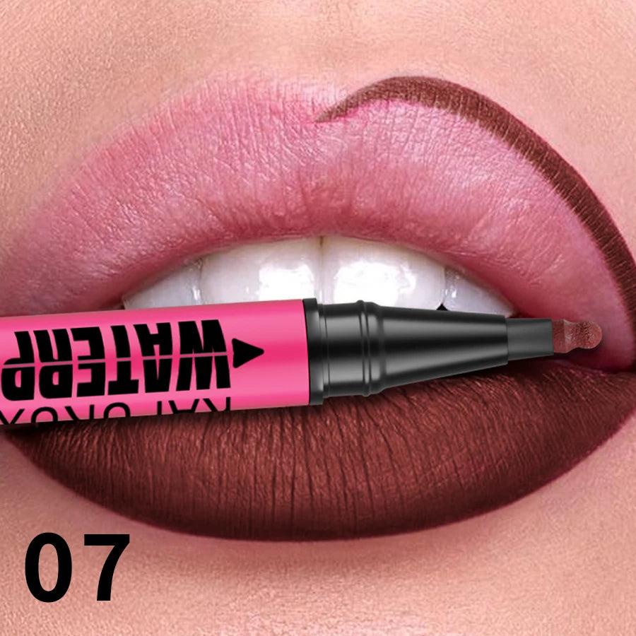 Crayon Lèvres Mat Waterproof – 12 Couleurs au Choix, Contour & Remplissage Naturel