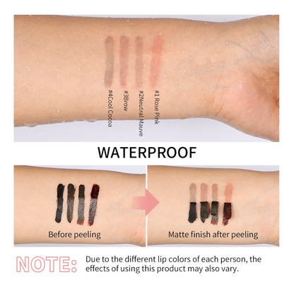 Crayon Lèvres Waterproof – Gloss Tatouage Peel-Off, Tenue Longue Durée & Teinte Mate